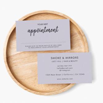 Purple Modern | Lilac Lavender Minimalist Reminder Appointment Card