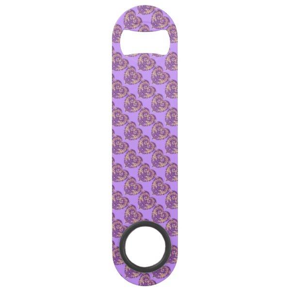 Purple N Gold Brocade Heart Speed Bottle Opener