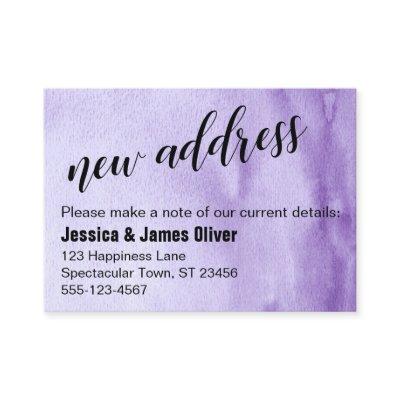 Purple Ombre Watercolor New Address Handout Card