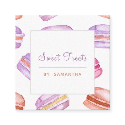Purple Orange Macarons Pattern French Dessert Cool Square