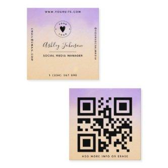 Purple & Peach Dreamy QR Code & Cute Logo Modern Square