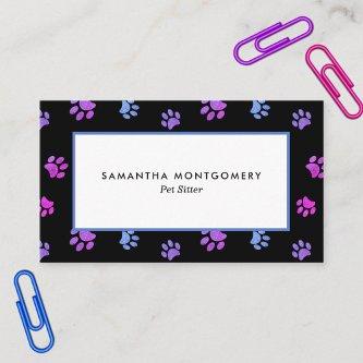 Purple Pink Blue Paw Print Professional Pet Sitter
