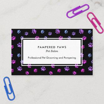Purple Pink Blue Paw Prints Professional Pet Salon