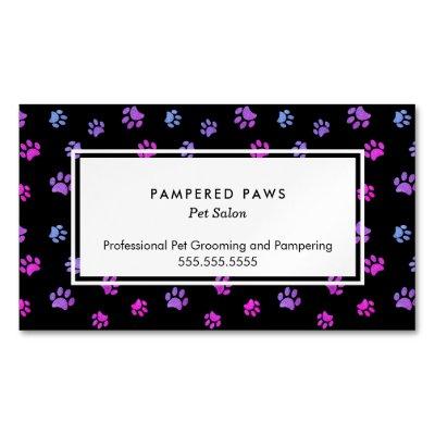 Purple Pink Blue Paw Prints Professional Pet Salon  Magnet