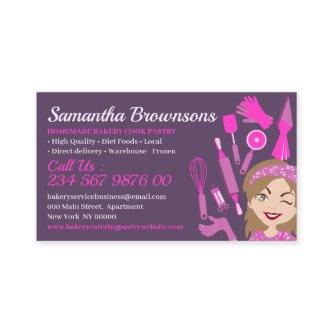 Purple Pink Cartoon Lady Bakery Cake Pastry Cook