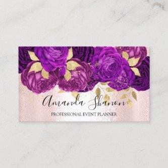 Purple Pink Gold Flowers Logo Event Planner QRCode