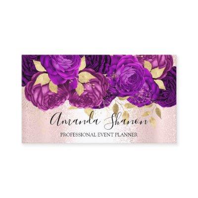 Purple Pink Gold Flowers Logo Event Planner QRCode