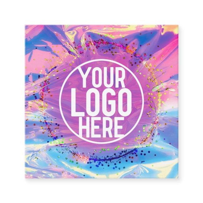 Purple Pink Holograph Glitter Confetti Logo Square