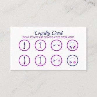Purple Pink Neon Stylish Body Piercing Loyalty Card