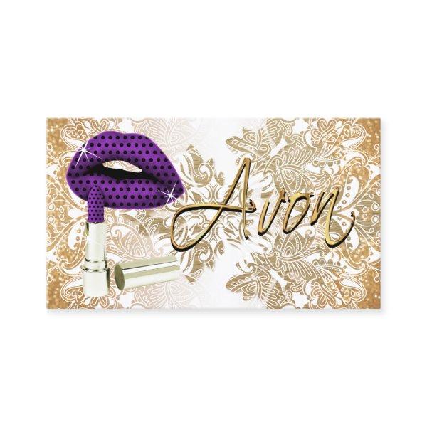 Purple Polka Dot Lips & Gold - Avon