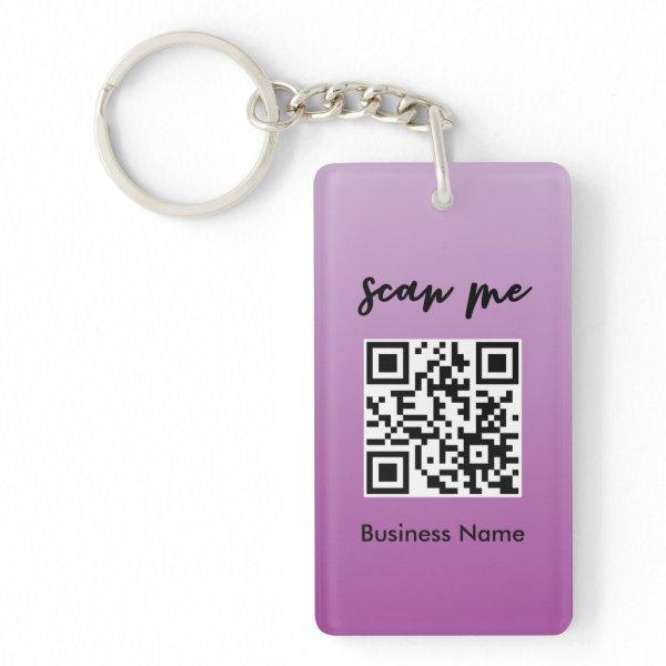 Purple QR Code  Logo  Keychain