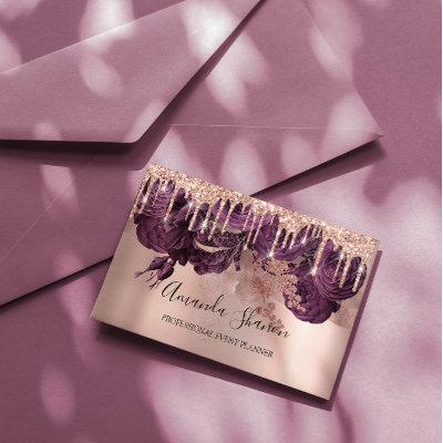 Purple Roses Elegant Drips Logo Event Planner