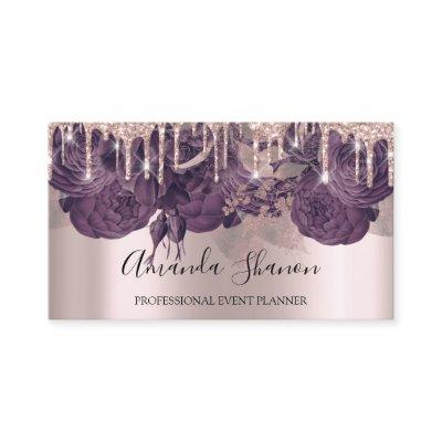 Purple Roses Glitter Drips Logo Event Planner