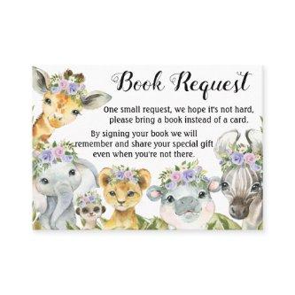 Purple Safari Baby Shower Book Request Cards