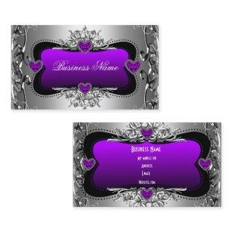 Purple Silver Diamond Image Hearts Elegant