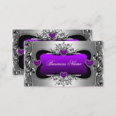 Purple Silver Diamond Image Hearts Elegant