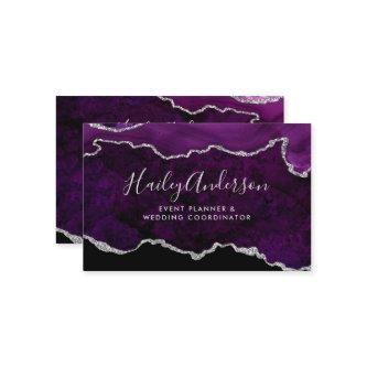 Purple & Silver Glitter Watercolor Gilded Agate
