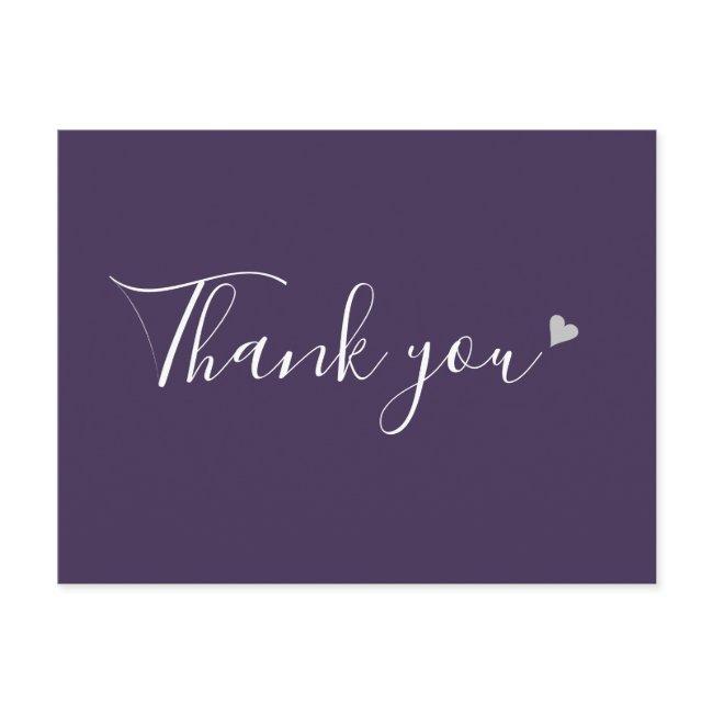 Purple Silver Heart Script Business Thank You Postcard