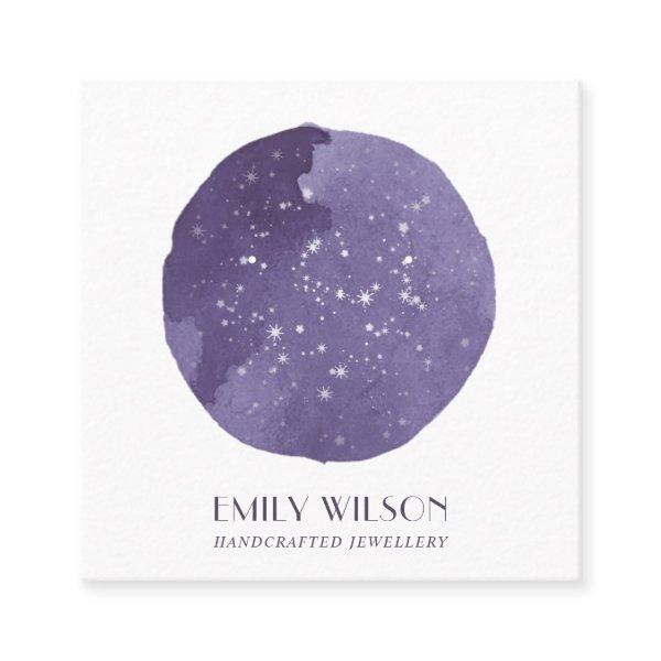 PURPLE STAR WATERCOLOR CIRCLE STUD EARRING DISPLAY SQUARE