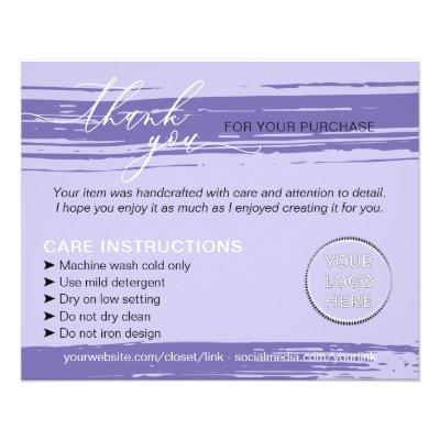 Purple Thank you Washing Tips Care Instruction Flyer