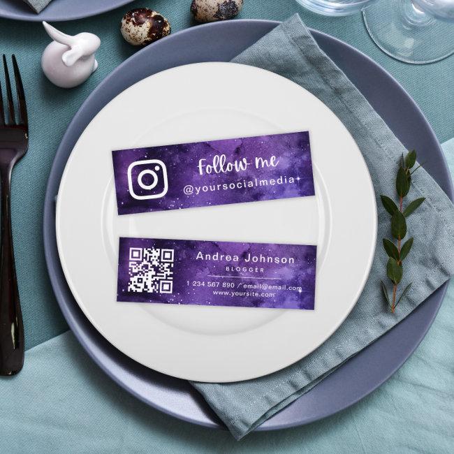 Purple Universe Galaxy Follow Social Media QR Code Mini
