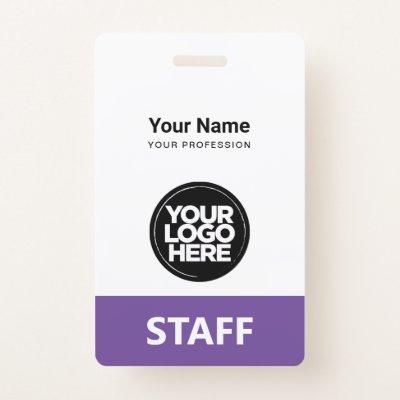 Purple Violet Employee Name Business Logo Qr Code Badge