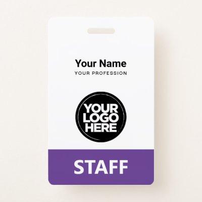 Purple Violet Employee Name Business Logo Qr Code Badge