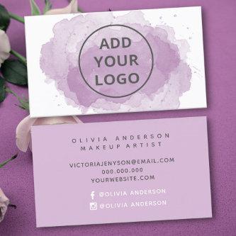 Purple watercolor brushstroke upload your logo
