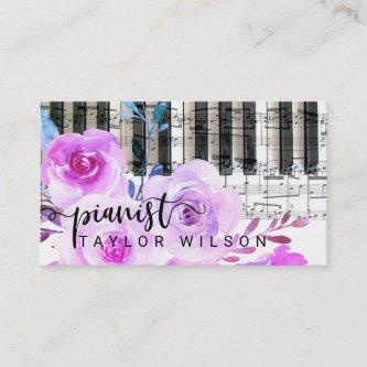 purple watercolor floral pianist script