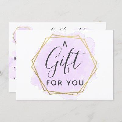 Purple Watercolor & Gold Gift Certificate Card