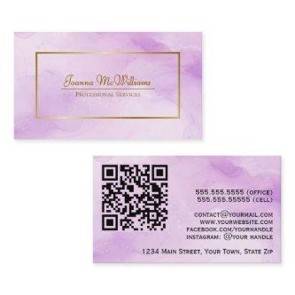 Purple Watercolor & Gold Professional QR Code