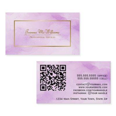 Purple Watercolor & Gold Professional QR Code