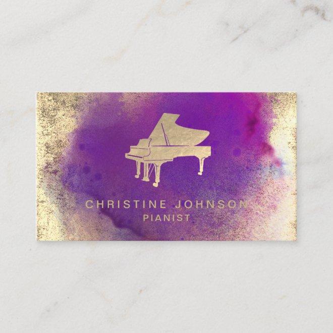 purple watercolor splash piano logo