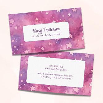 Purple Watercolor Starry Night Personal Calling Card