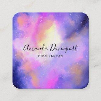 Purple Watercolor Swirls Outer Space Style Busines Square