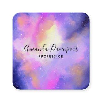 Purple Watercolor Swirls Outer Space Style Busines Square