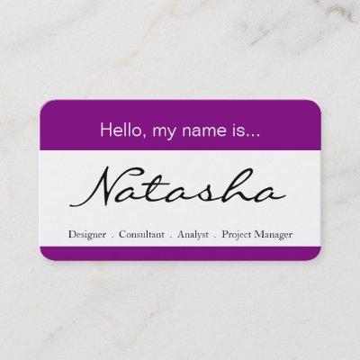 Purple & White Corporate Name Tag