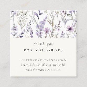 Purple Wildflower Butterfly Thank You For Order Square
