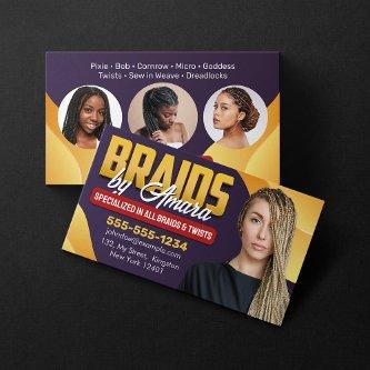 Purple & Yellow African Hair Braiding Photo Braid