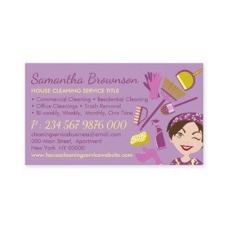 Purple Yellow Note Side Janitorial Lady Cleaning