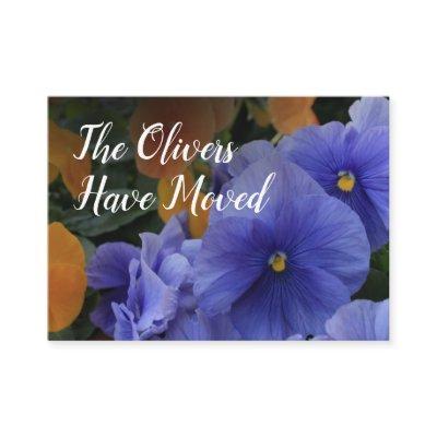 Purple & Yellow Pansies Change of Address Card