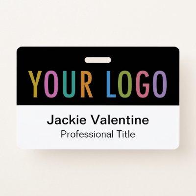 PVC Name Badge Horizontal Logo Work ID Tag Black