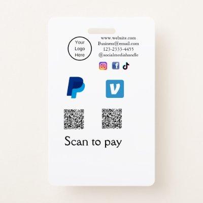 Q R code PayPal venmo scan pay add social media de Badge