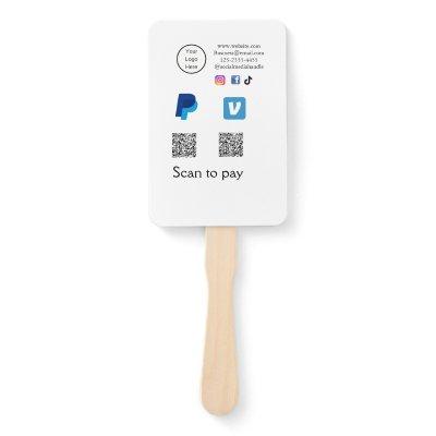 Q R code PayPal venmo scan pay add social media de Hand Fan