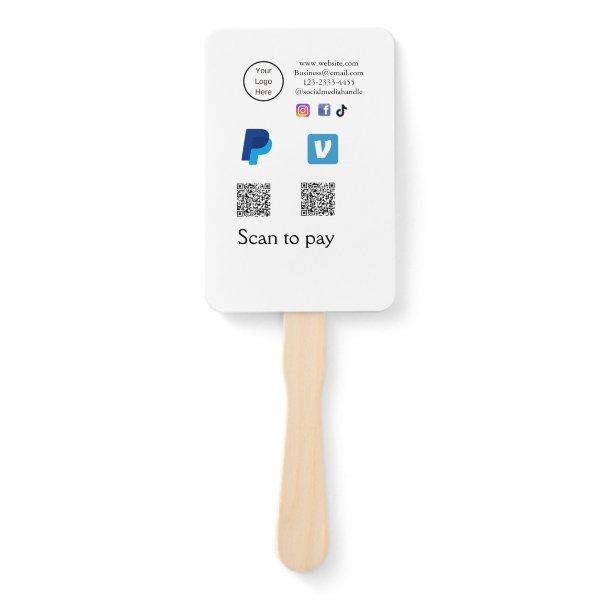 Q R code PayPal venmo scan pay add social media de Hand Fan
