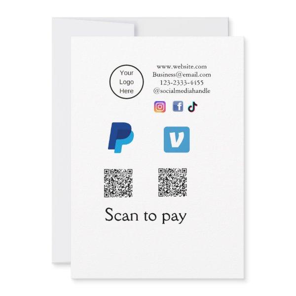 Q R code PayPal venmo scan pay add social media de Invitation