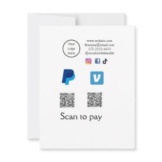 Q R code PayPal venmo scan pay add social media de Note Card