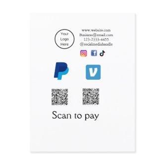 Q R code PayPal venmo scan pay add social media de Postcard