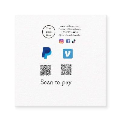 Q R code PayPal venmo scan pay add social media de Square