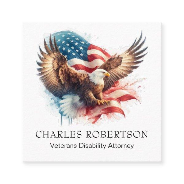 *~* QR AP16 American Flag USA  . Bald Eagle  Square